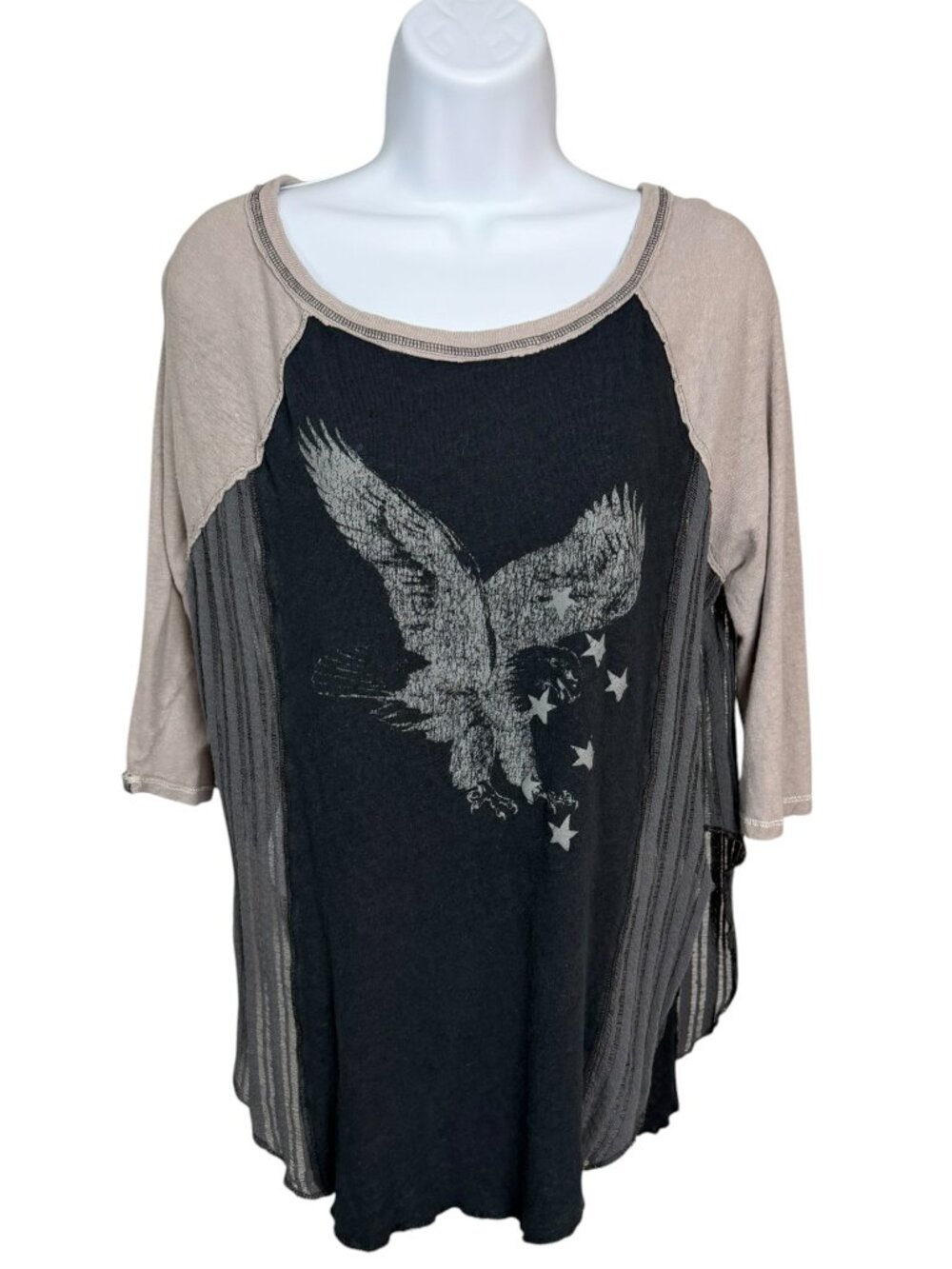 We The Free Free People Eagle Graphic Sheer Panel Top S Boho
